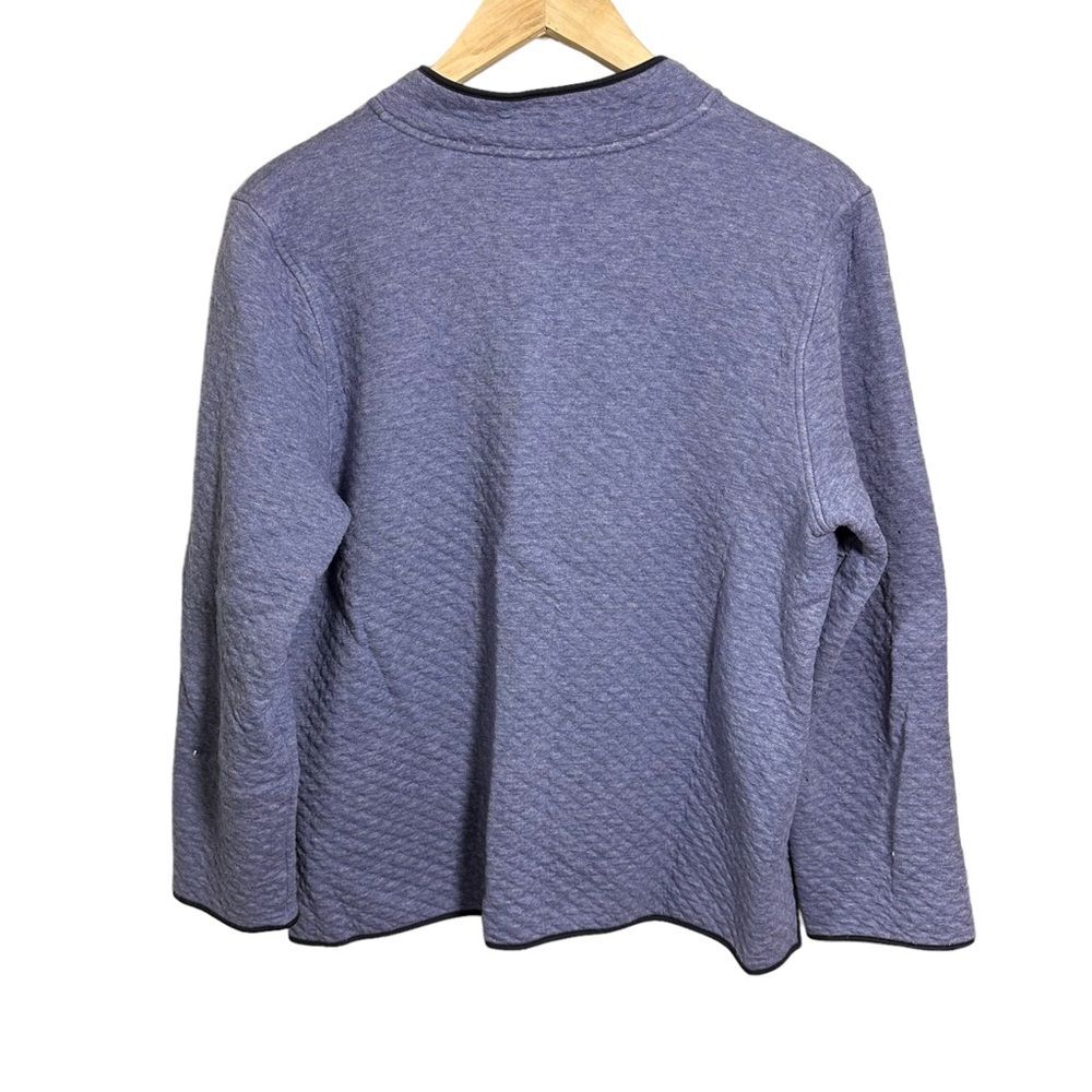 J. Jill Fit Womens Sz L Blue Half Zip Quilted Pullover Sweater Cotton Blend - Picture 5 of 7